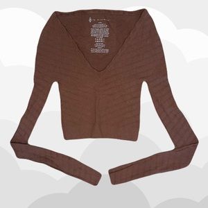 Free People - Long Sleeve V Neck with Chevron Detailing